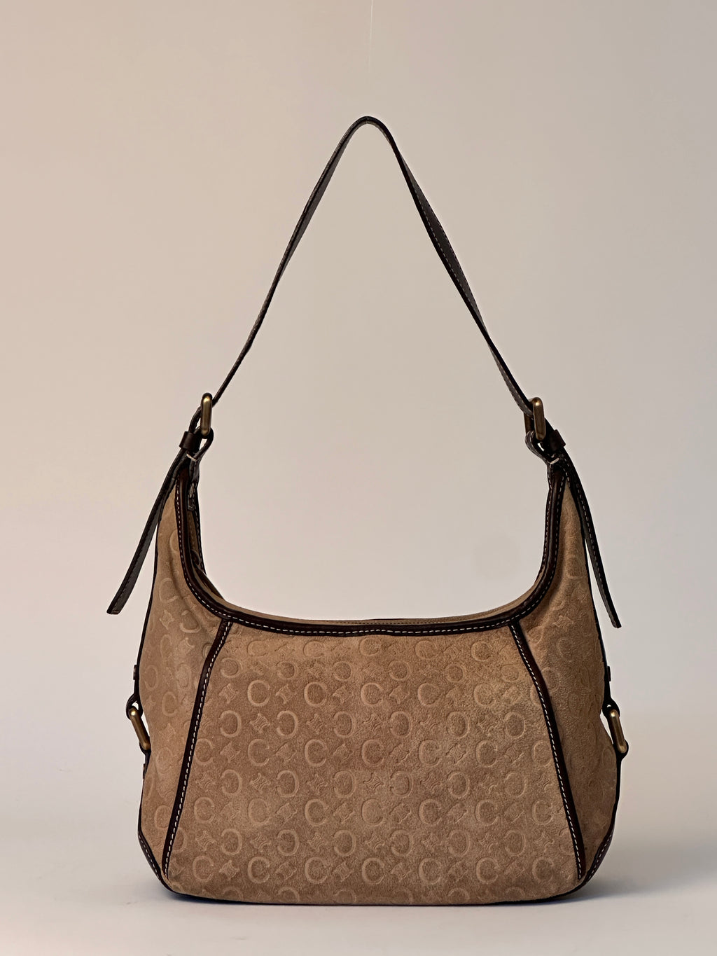 Celine Romy Hobo Shoulder bag in Macadame Monogram Brown Suede