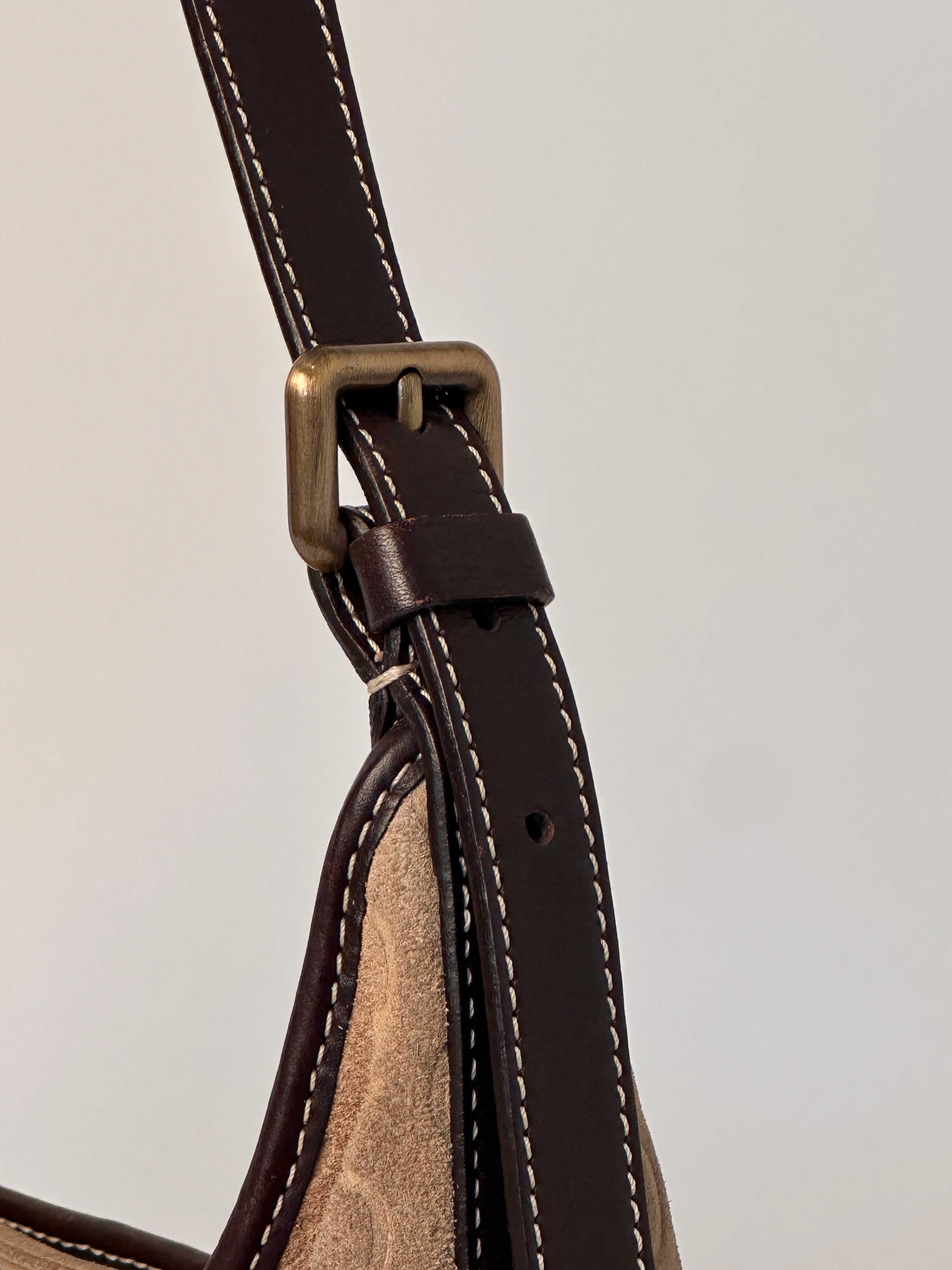 Celine Romy Hobo Shoulder bag in Macadame Monogram Brown Suede
