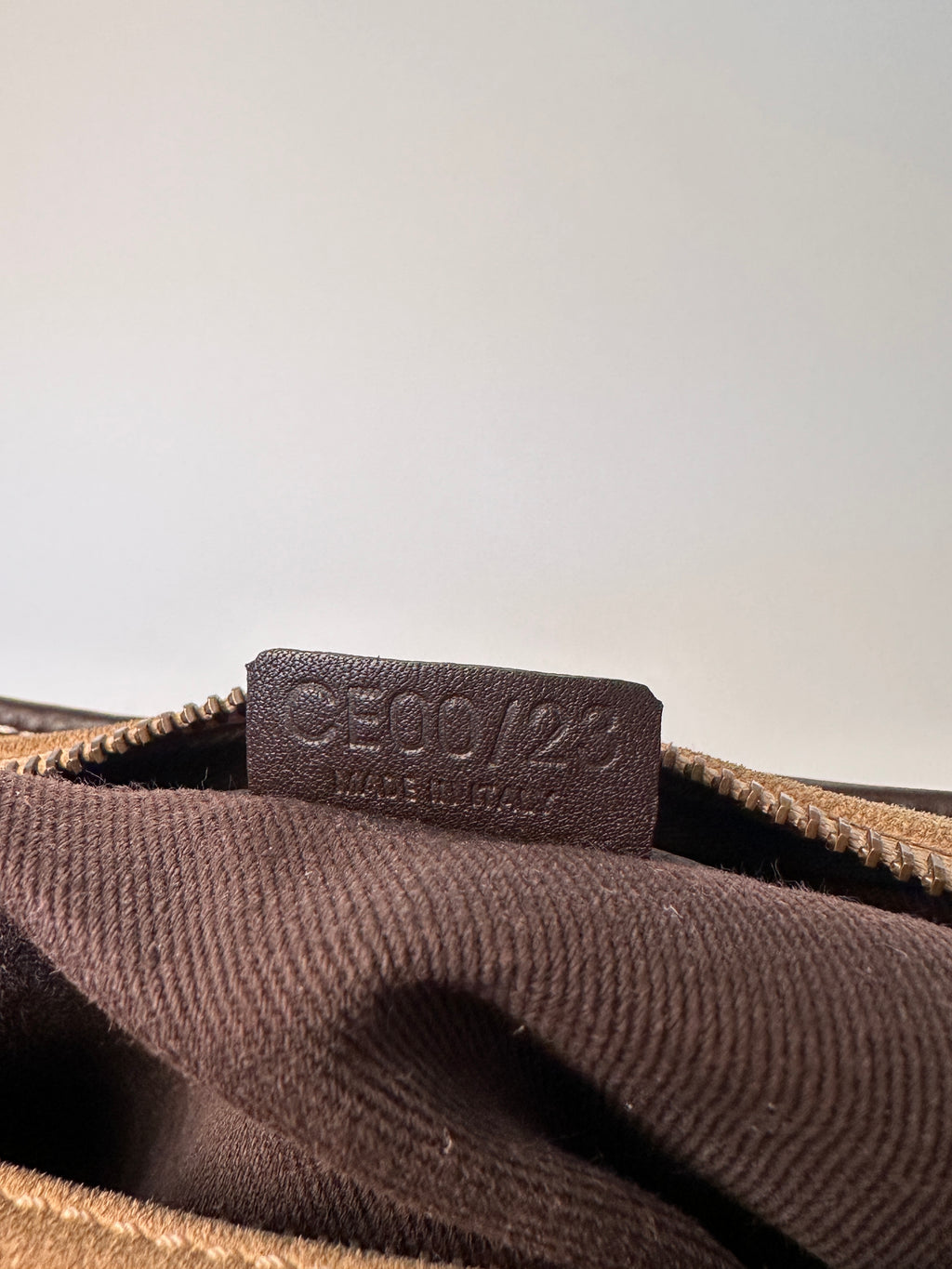 Celine Romy Hobo Shoulder bag in Macadame Monogram Brown Suede