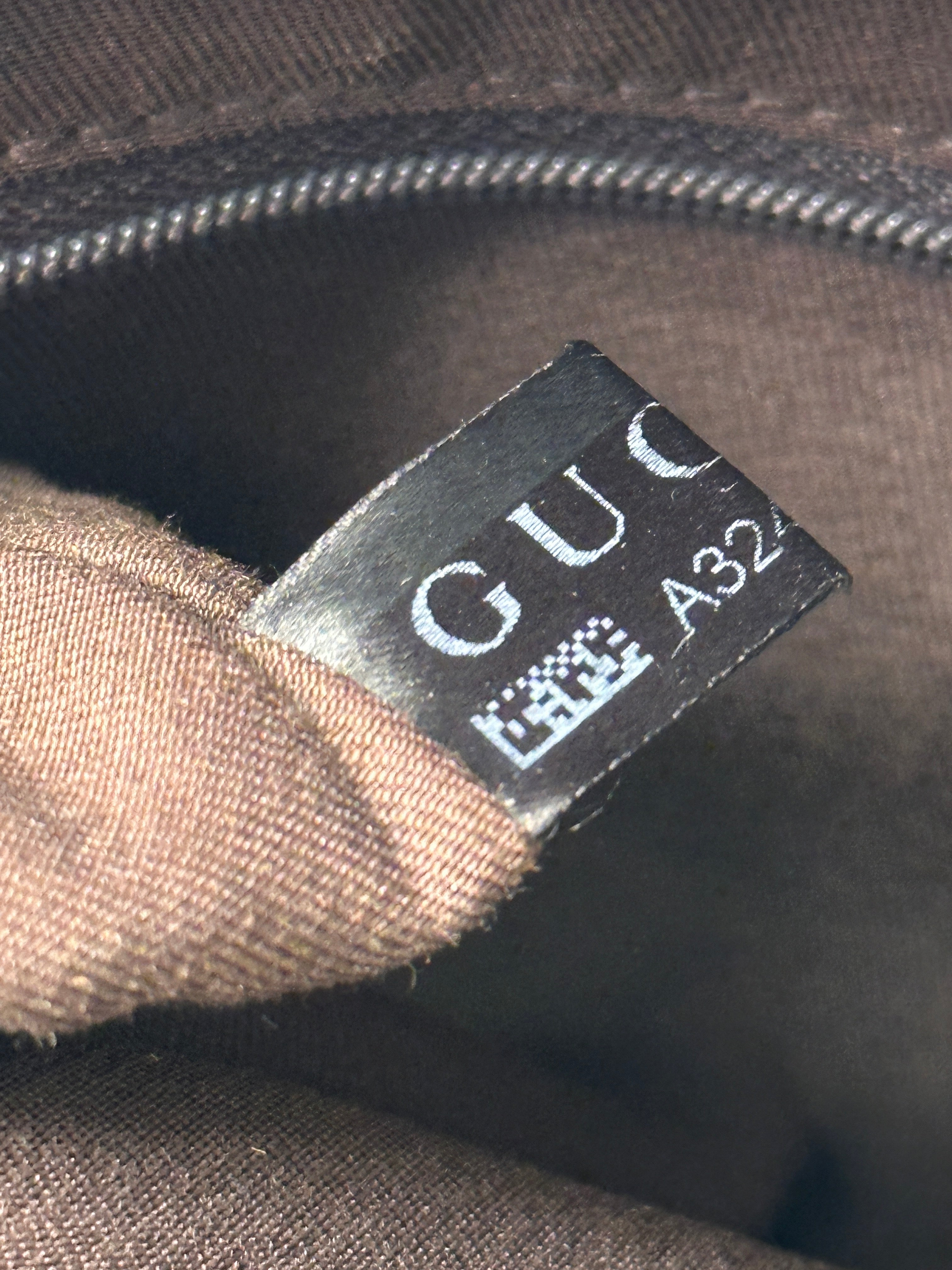 Gucci D-Ring Golden Brown Monogram Canvas Leather Handbag