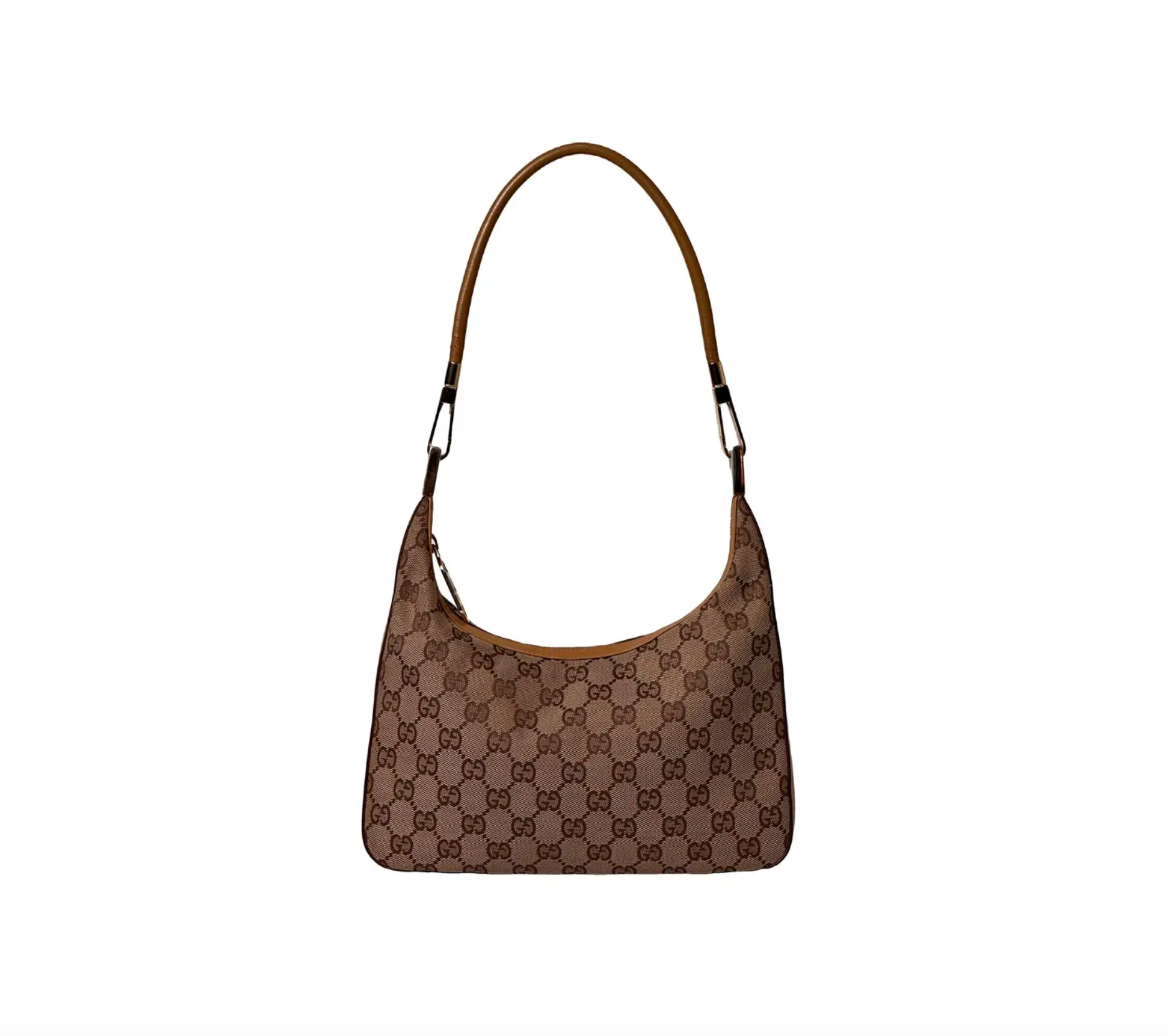 Gucci Hobo Golden Brown GG Cloth & Leather Shoulderbag