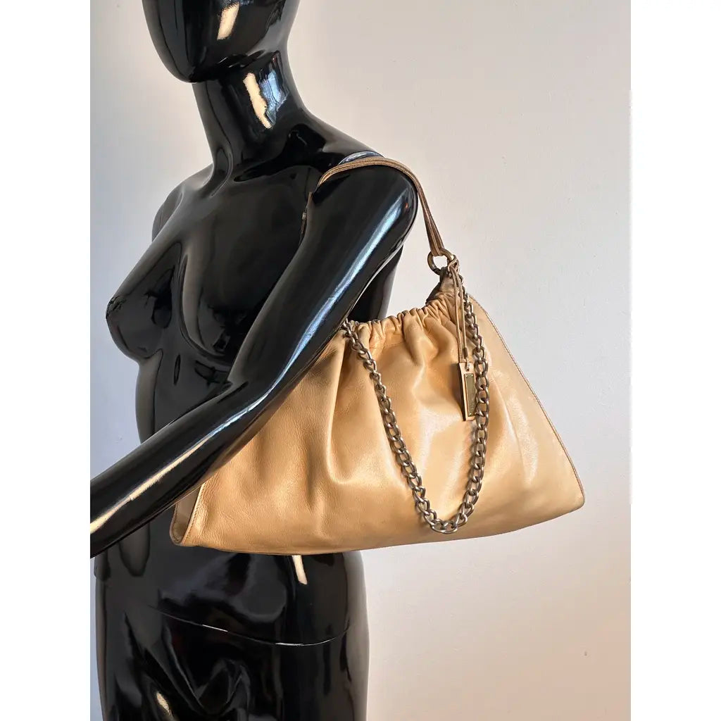 Gucci Jockey Brown Mustard Hobo Leather Handbag designed by Tom Ford