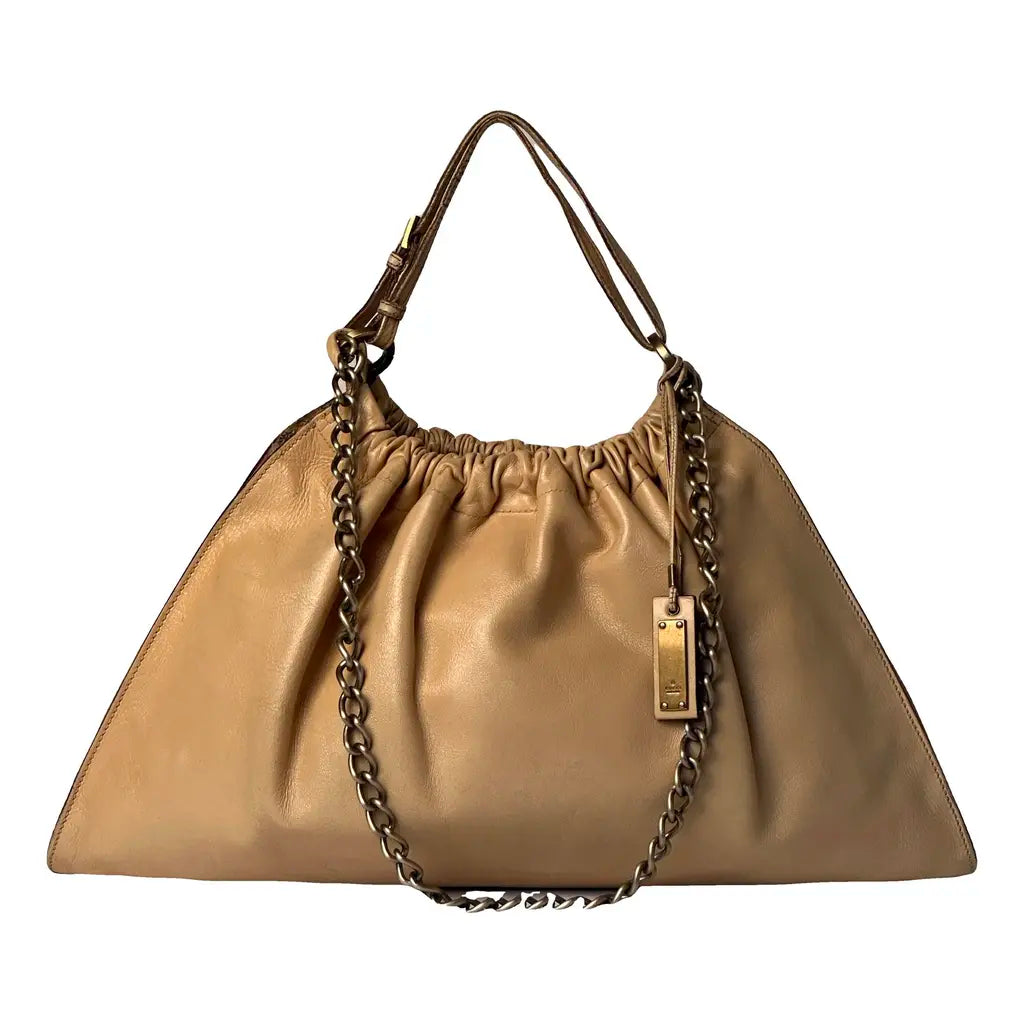 Gucci Jockey Brown Mustard Hobo Leather Handbag designed by Tom Ford