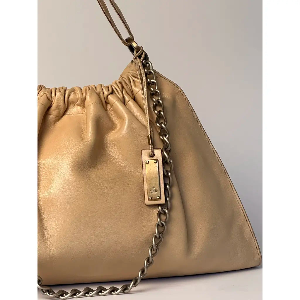 Gucci Jockey Brown Mustard Hobo Leather Handbag designed by Tom Ford