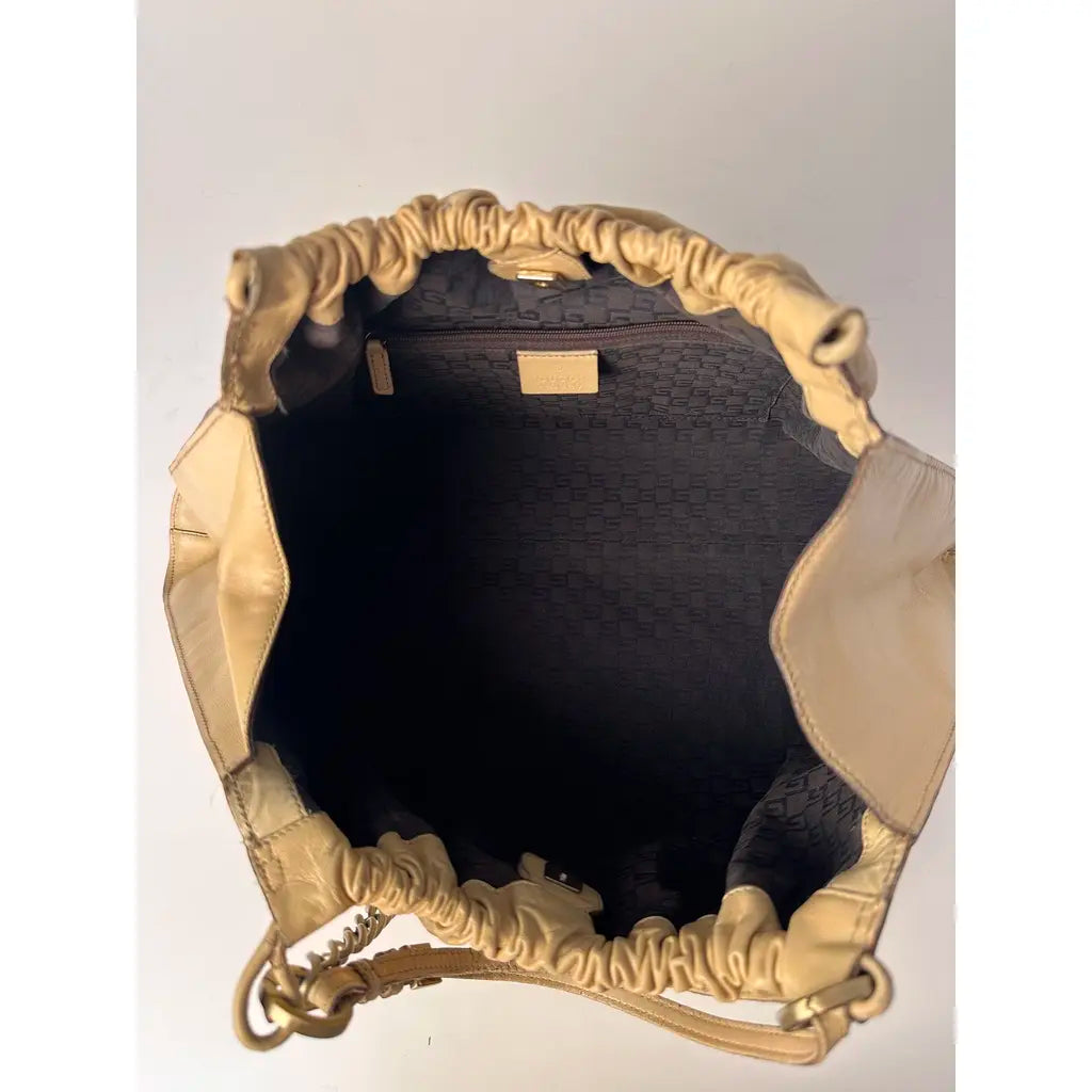Gucci Jockey Brown Mustard Hobo Leather Handbag designed by Tom Ford