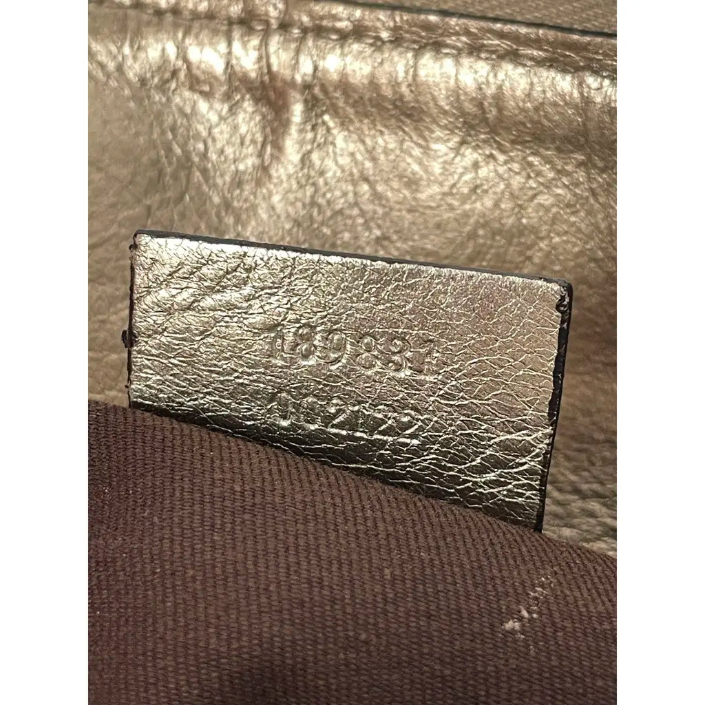 Gucci D-Ring Golden Brown Monogram Canvas Leather Handbag