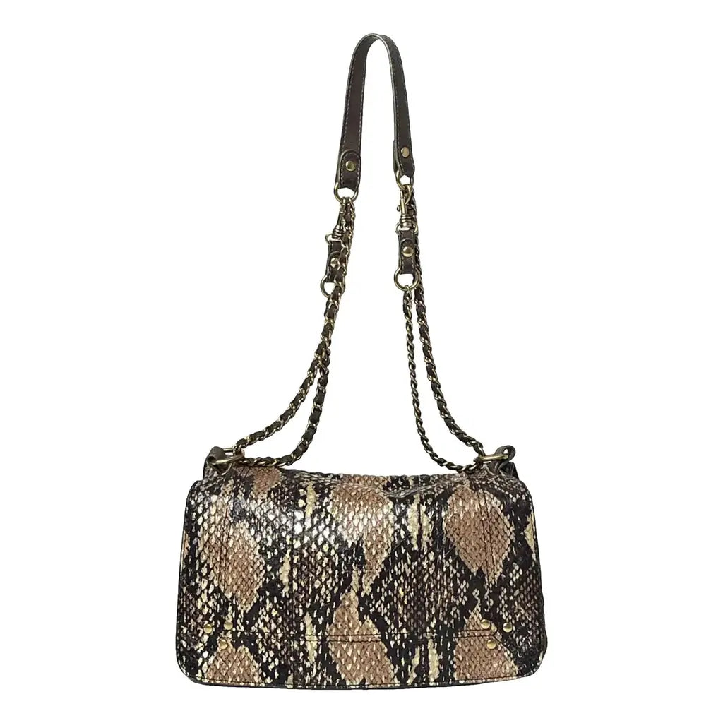 Jerome Dreyfuss Medium Bobi Golden Brown Python Leather Crossbody Bag
