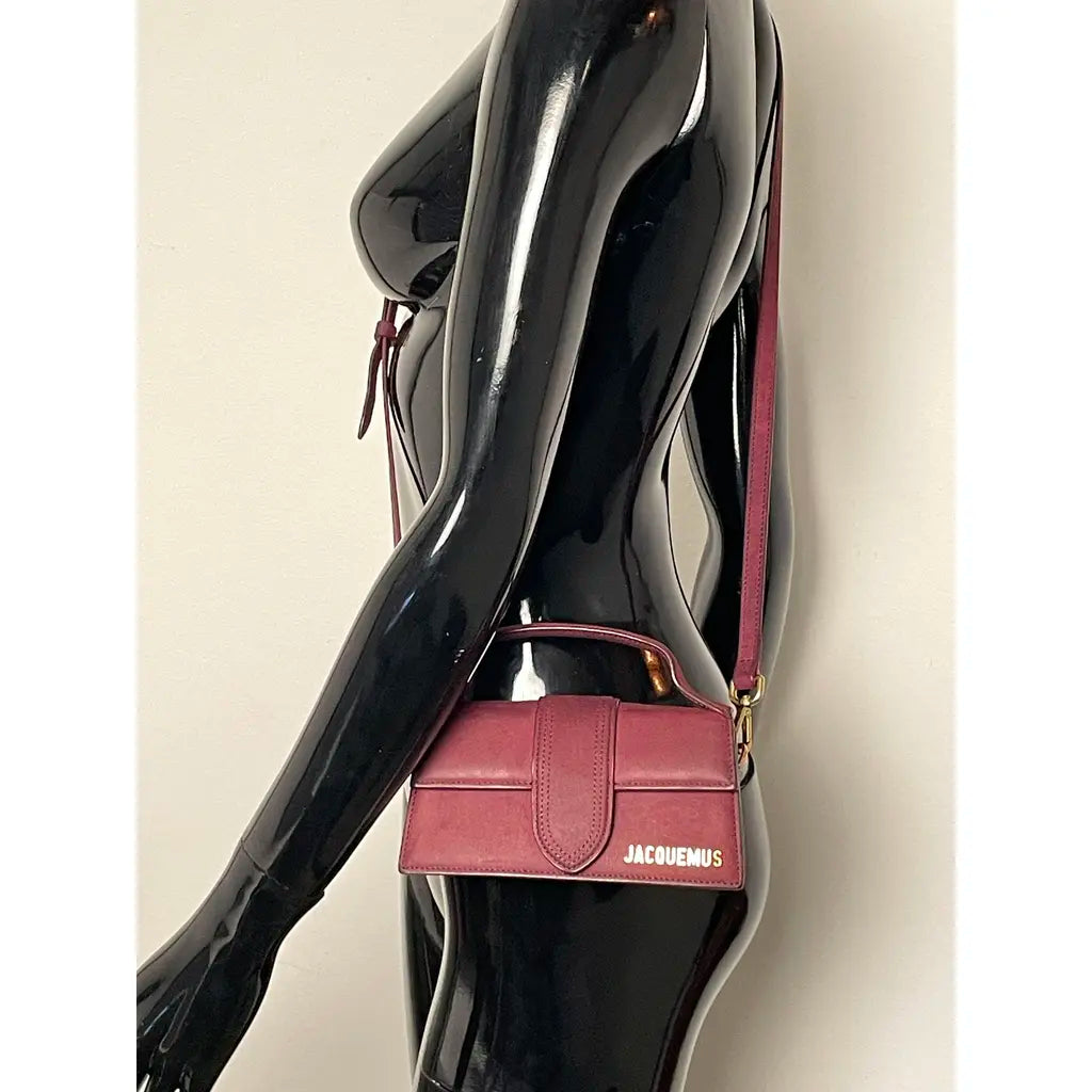 Jacquemus Le Bambino Crossbody Bag Red Burgundy Nubuck Leather