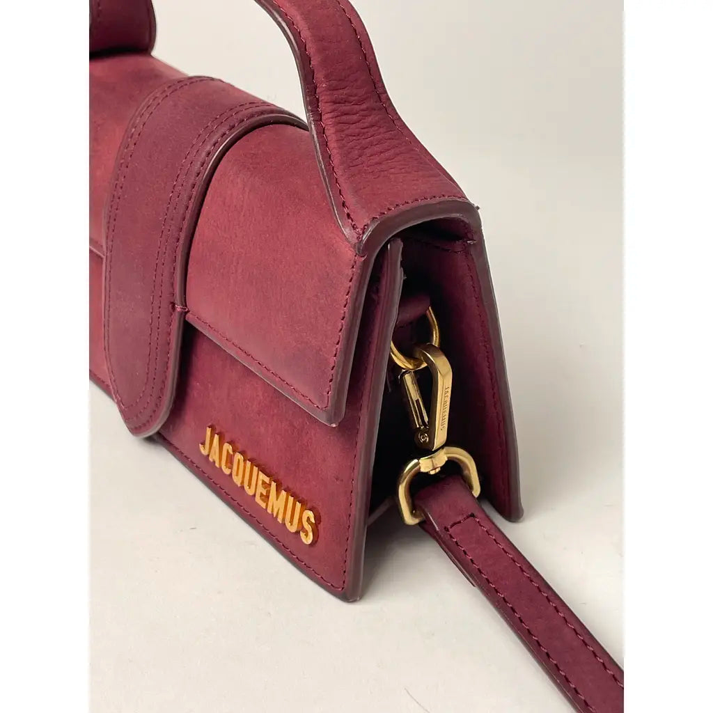 Jacquemus Le Bambino Crossbody Bag Red Burgundy Nubuck Leather