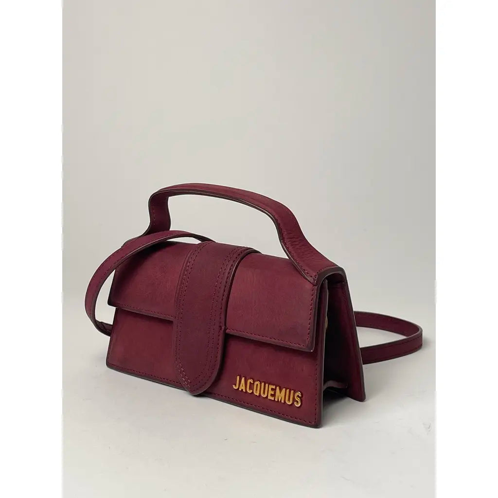 Jacquemus Le Bambino Crossbody Bag Red Burgundy Nubuck Leather