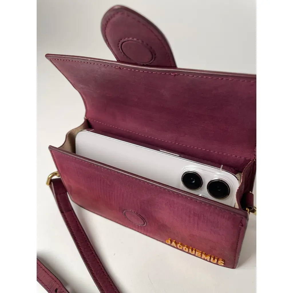 Jacquemus Le Bambino Crossbody Bag Red Burgundy Nubuck Leather