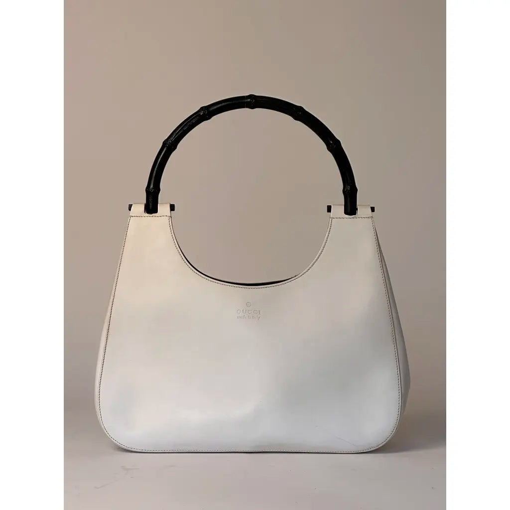 Gucci Jackie Bamboo Hobo White Leather Vintage Shoulderbag