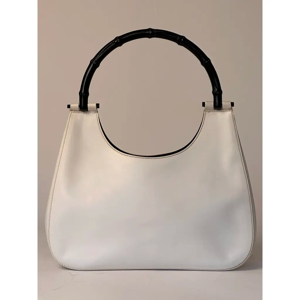 Gucci Jackie Bamboo Hobo White Leather Vintage Shoulderbag