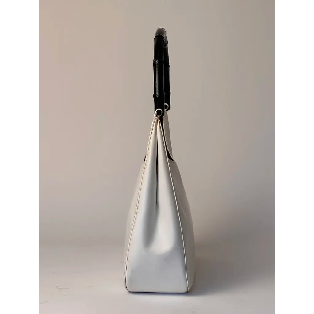 Gucci Jackie Bamboo Hobo White Leather Vintage Shoulderbag