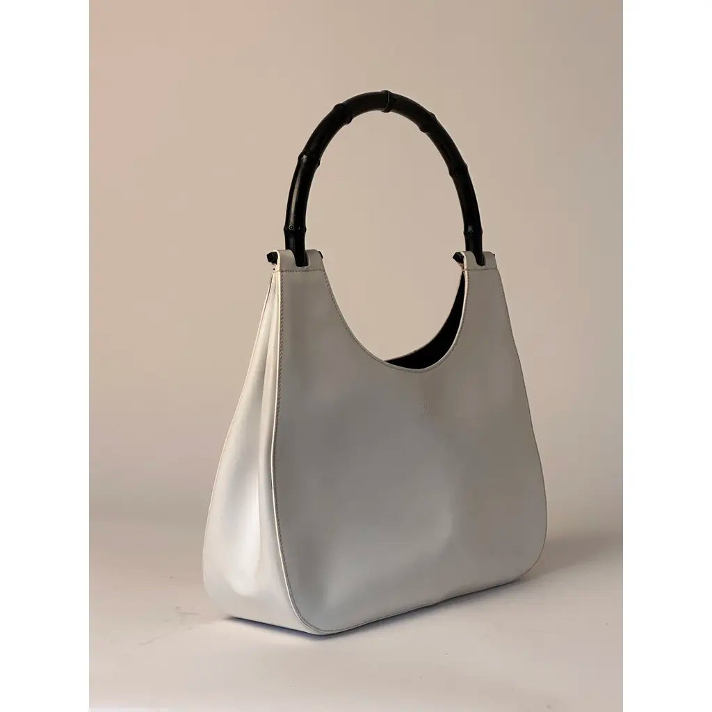 Gucci Jackie Bamboo Hobo White Leather Vintage Shoulderbag